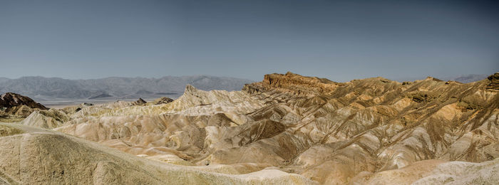 Panoramic view of arid landscape against sky