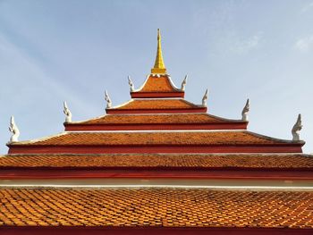 Low angle view of temple building against sky