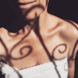 Close-up of woman with hands