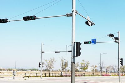 Low angle view of cables against clear sky