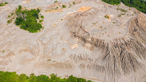 High angle view of water flowing through rocks