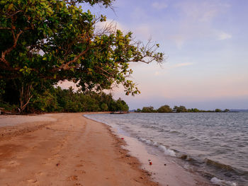 Scenic view of sea against sky at sunset