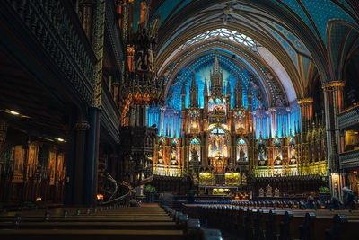 Interior of illuminated building