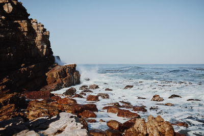 Scenic view of sea against clear sky