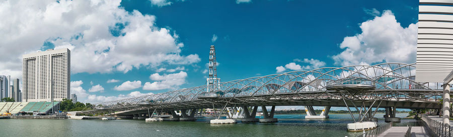 Panoramic view of bridge and buildings against sky