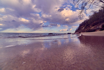 Scenic view of sea against sky at sunset