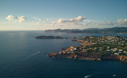 High angle view of sea against sky