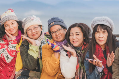 Portrait of people in traditional clothing during winter
