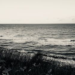 Scenic view of sea against clear sky