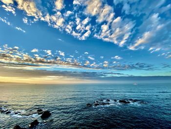 Scenic view of sea against sky during sunset