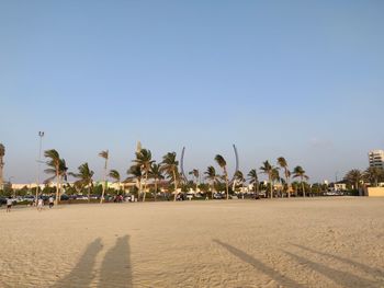 Scenic view of beach against clear sky