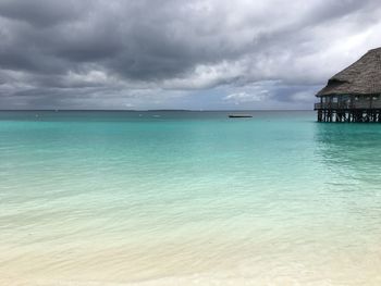 Scenic view of sea against cloudy sky