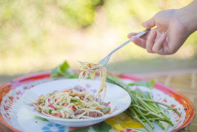 Close-up of hand holding food