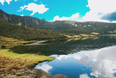 Scenic view of lake alice against a mountain background at mount kenya national park, kenya