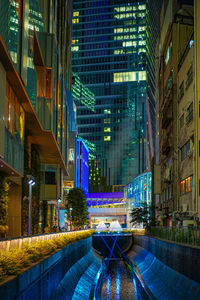 Low angle view of modern buildings in city