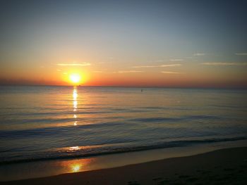 Scenic view of sea against sky at sunset