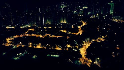 Illuminated cityscape at night