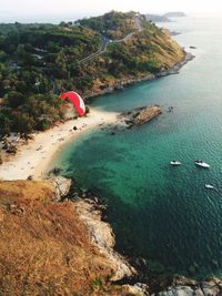 High angle view of beach