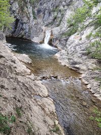 Scenic view of waterfall