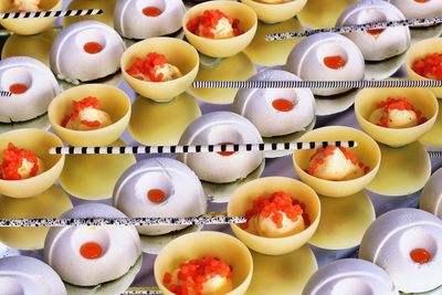 High angle view of food in plate