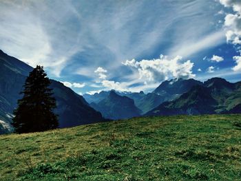 Scenic view of mountains against sky