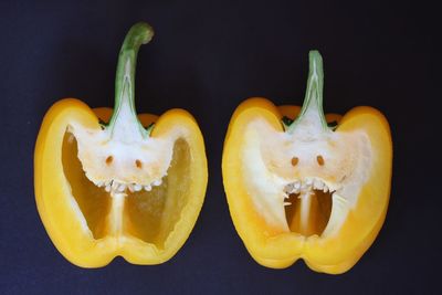 Close-up of fruit over black background