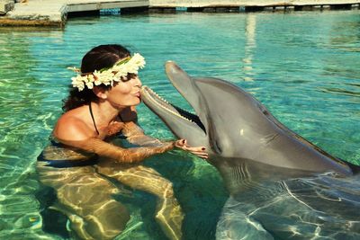 Woman in swimming pool
