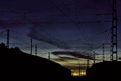 Low angle view of electricity pylon against sky