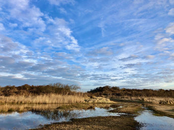 Scenic view of lake against sky