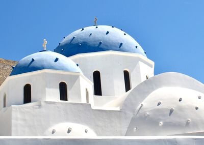 Low angle view of cathedral against clear blue sky