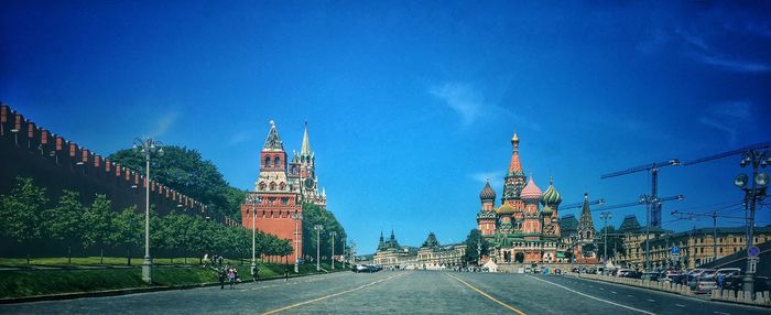 View of road against blue sky