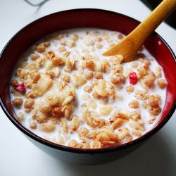 Close-up of breakfast served in bowl