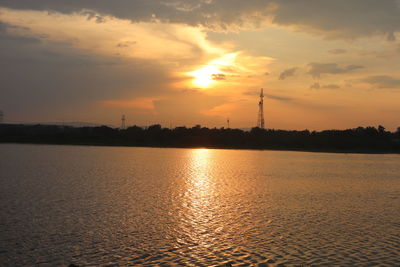 Scenic view of silhouette during sunset against sky