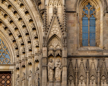 Low angle view of sculptures on building