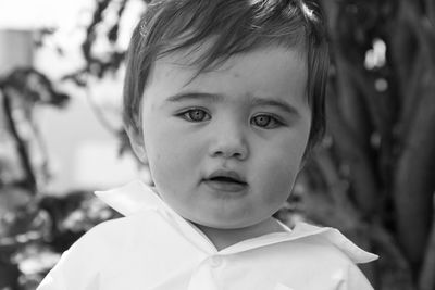 Close-up portrait of cute baby boy