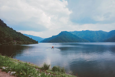 Scenic view of lake against sky