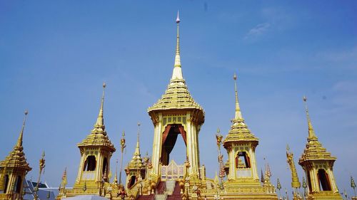 Low angle view of pagoda against sky