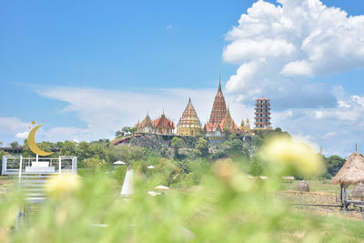 Panoramic view of temple building against sky