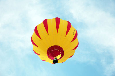 Low angle view of hot air balloon against sky