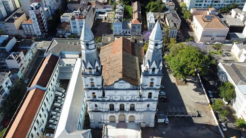 High angle view of buildings in city