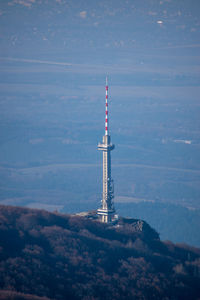 The tv tower nearby the peak of kamen del on vitosha mountain, overlooking sofia city in bulgaria. 