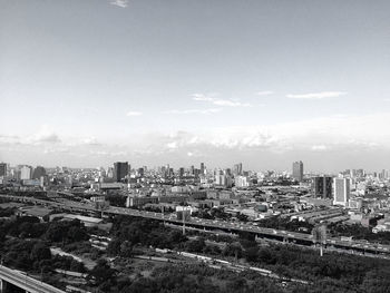 Cityscape with buildings in background