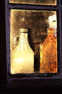 Close-up of glass bottles