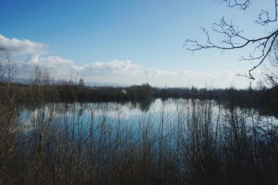 Scenic view of lake against sky