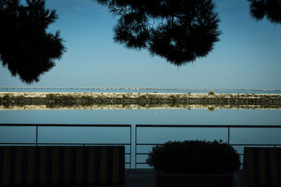 Scenic view of swimming pool against clear sky