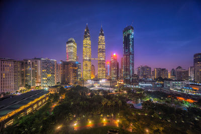 Illuminated city at night