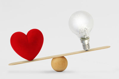 Close-up of heart shape on glass against white background