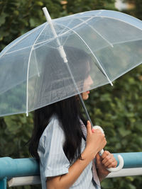 Portrait of woman holding umbrella