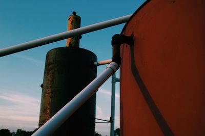 Low angle view of chimney against clear sky