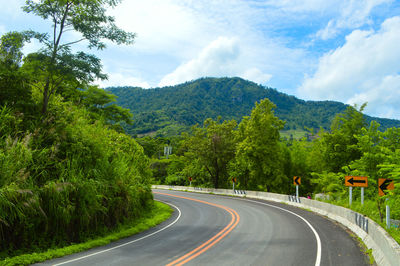 Road amidst trees against sky